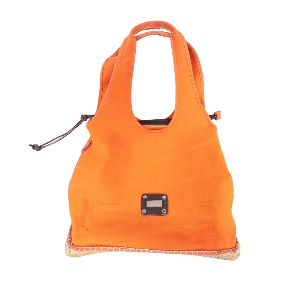 Baldinini 1882 Orange Canvas Espadrille Tote Bag Made in Italy